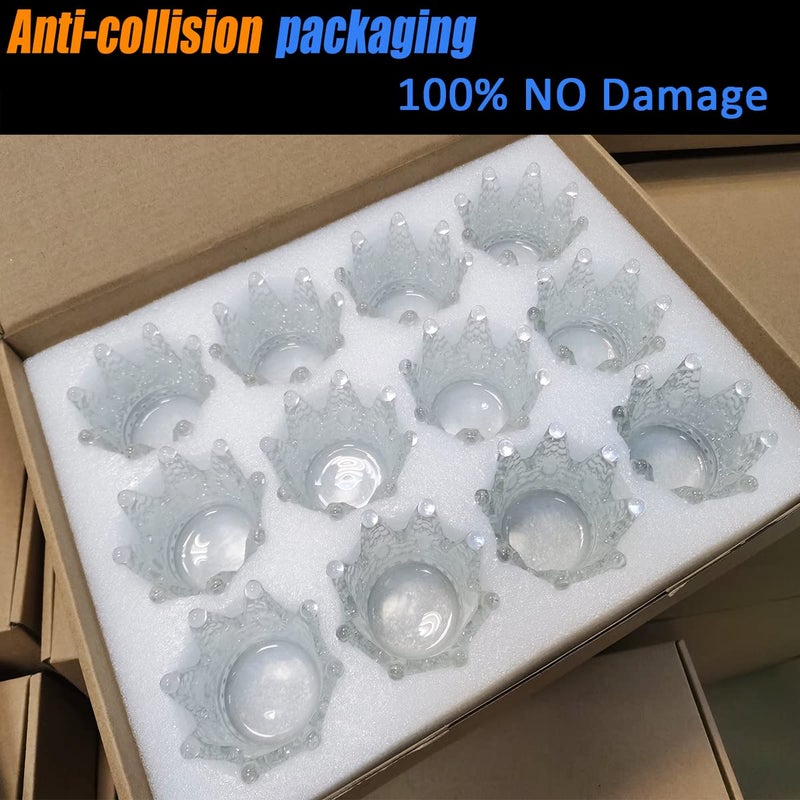 GOLDEAL 12 Pcs Crown Tealight Candle Holders,Votive Candle Holdersï¼ŒClear Glass,IdealHolder for Wedding Centerpieces,Party,Dinner, Christmas Decorations - Image 2